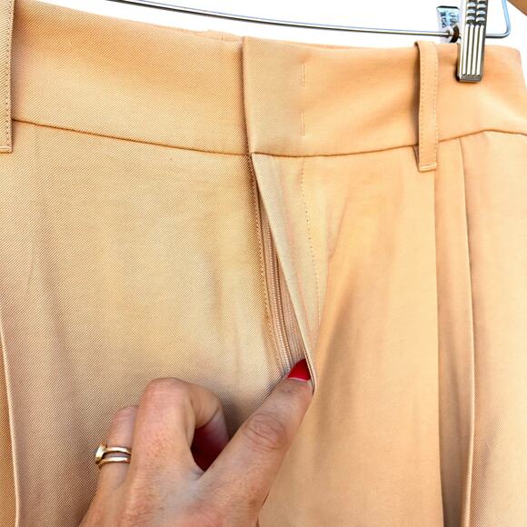 Vince Pleated High Waisted Wide Leg Trousers Khaki Dress Pants Beige 6 Ecovero - Picture 10 of 12